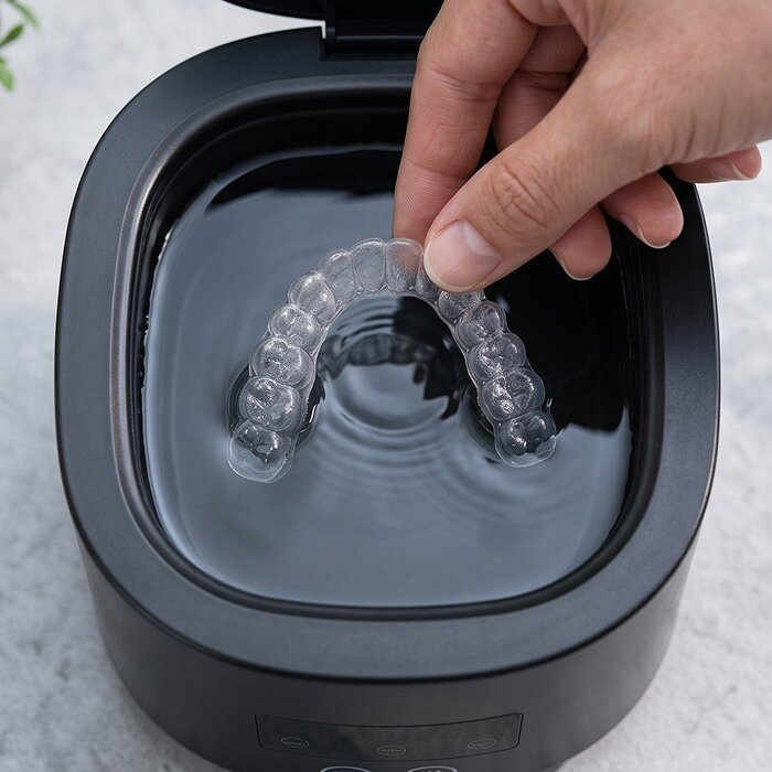 Place your appliance in the DentaSonic ultrasonic cleaner